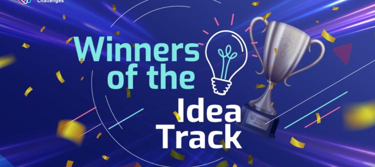 blue banner with the text: winners of the idea track
